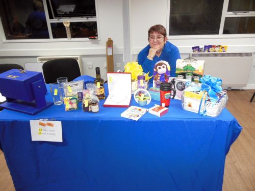 Lion Carole on the raffle table